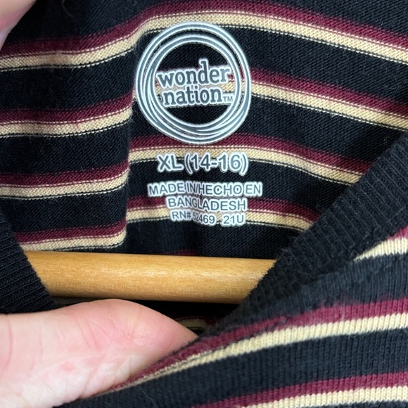 Wonder Nation Black and White Striped Short Sleeve Tee - Picture 3 of 3